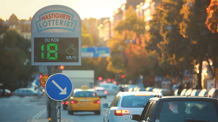 The Speed Camera Lottery In Stockholm, Sweden. Drive At Or Under The Speed Limit And You'll Be Entered Into A Lottery. The Prize Fund Comes From The Fines That Speeders Pay