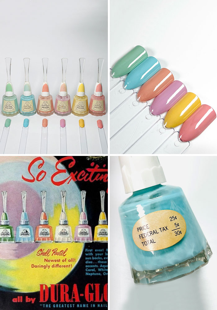 Nail Polish Collector Here. These Are My Still Usable 1951 Dura-Gloss Shell Pastels. Swatches Are Two Coats With No Top Coat