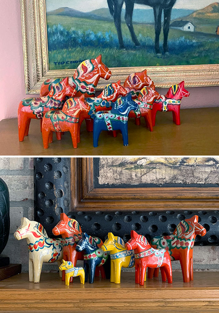 My Twin Sister And I Love To Collect Swedish Dala Horses When Thrifting. They Don’t Show Up Often, So It’s Always A Thrill To Find One