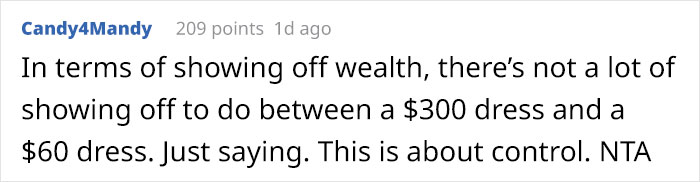 Wife Convinced Husband Intentionally Spilled Wine On Her Dress After She Refused To Wear The $300 One He Got Her