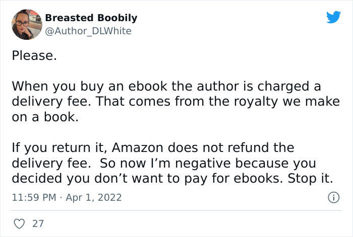 Writer Tweets About Owing Money To Amazon Because Readers Are Returning Their Finished eBooks, Sparks A Debate Among Online Users