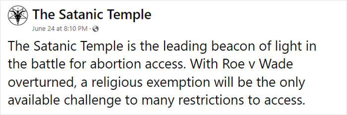 Surprising Tactic In The Fight To Preserve Abortion Rights In The U.S. Comes From None Other Than The Satanic Temple, Which Upholds Religious Abortion Rituals