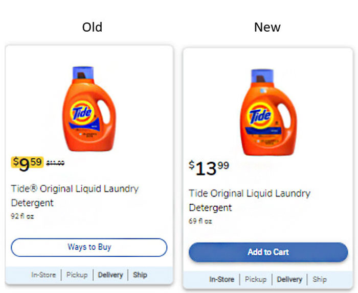 Tide Price Hike. I Searched For The Normal Bottle Of Tide Online And Found The Price Was Higher And The Bottle Was Much Smaller