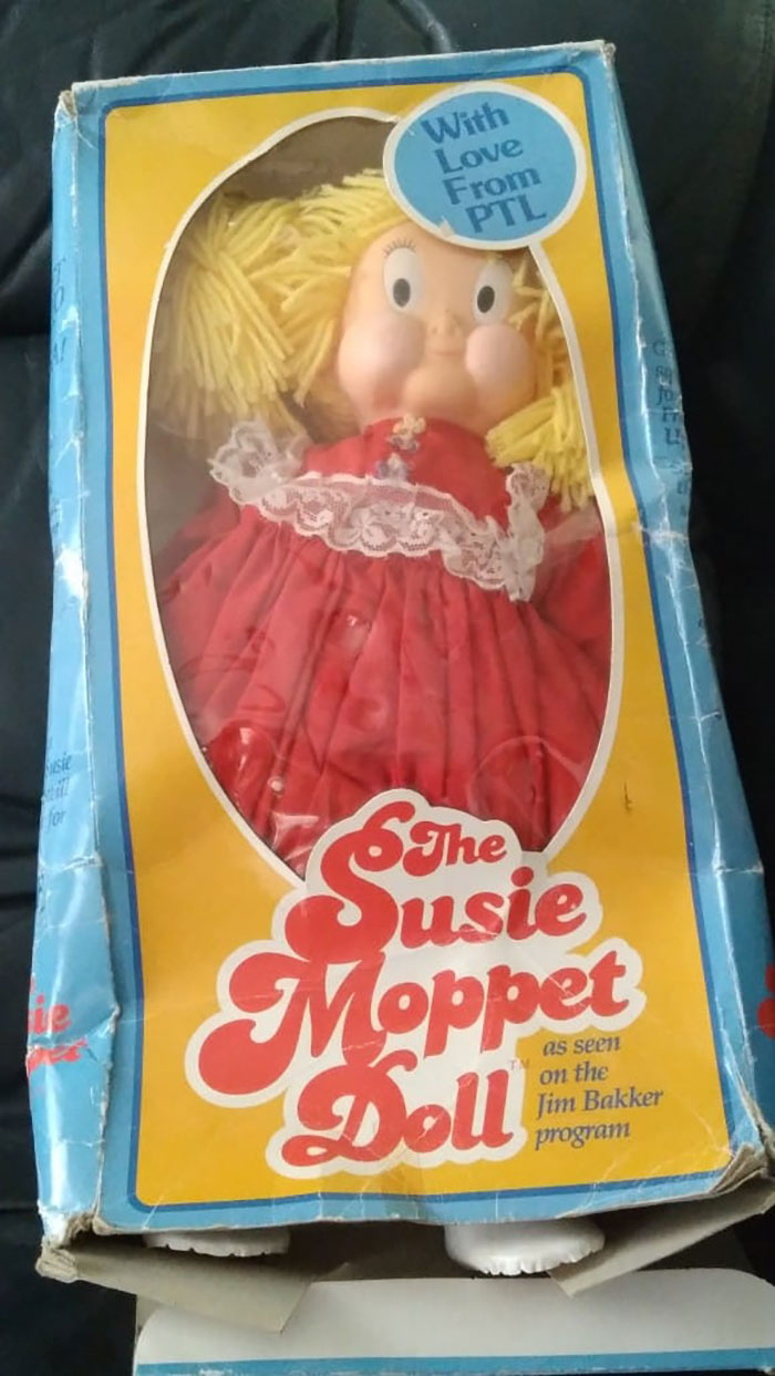 The Ultimate Creepy Doll. With Love From The Ptl. Thank You Jim And Tammy Fay. Found In A Lot We Bought Some Years Ago. Both The Box And Her Soul Are Slightly Crushed