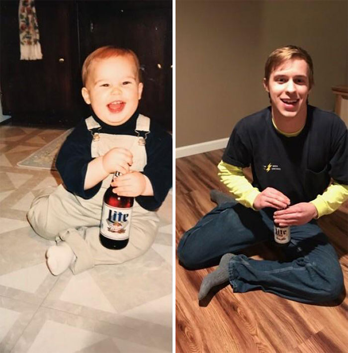 On My First Birthday, My Dad Took A Picture Of Me Holding A Beer. He Put That Same Beer In A Time Capsule To Save It For My 21st Birthday. I Opened That Time Capsule Today: