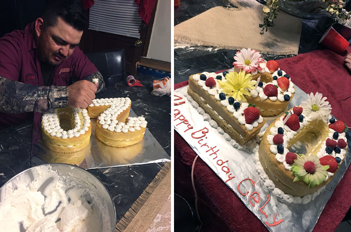 Mis padres no pudieron comprarme un pastel elegante este año, así que después de un largo día de trabajo, mi papá vino a casa y me hizo uno