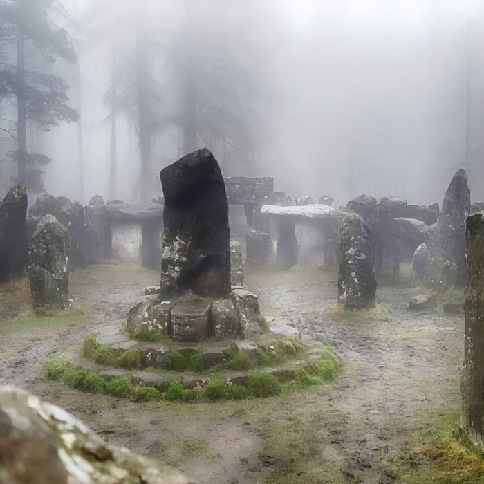 Las ruinas de un templo druida en Yorkshire, Inglaterra