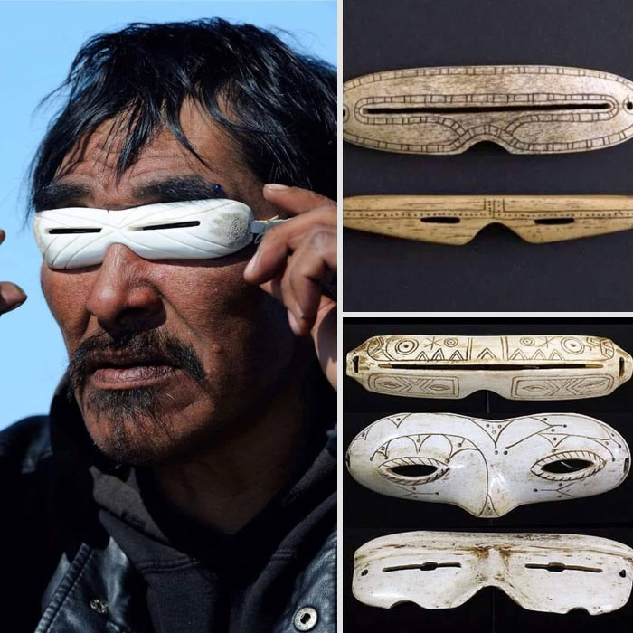 Peoples Living In Northern Regions And In Severe Snowy Climates, Such As The Inuit, Carved Whalebone, Horn, And Ivory Sunglasses To Protect Their Glare