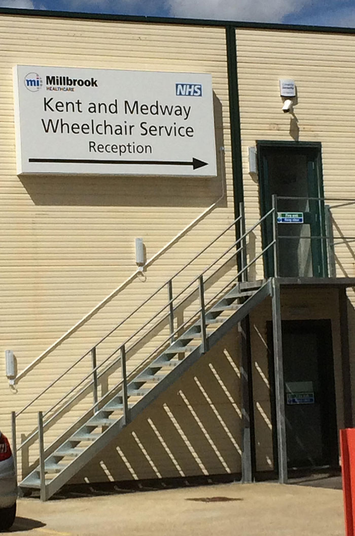 Wheelchair Service Reception, Up A Flight Of Stairs