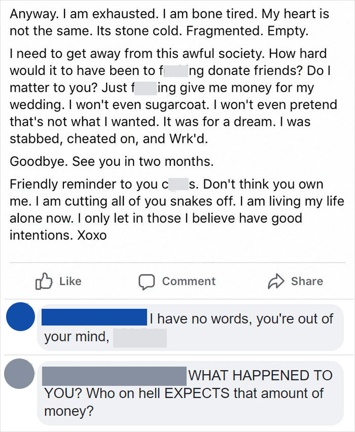 Bride Cancels Wedding Because Her Guests Didn't "Donate" $1500 Each To Fund Her Wedding