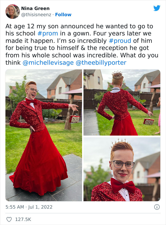 Supportive Mom Shares Pics Of Son Wearing A Dress For Prom, Inspiring Others To Accept And Celebrate Their Children - 2