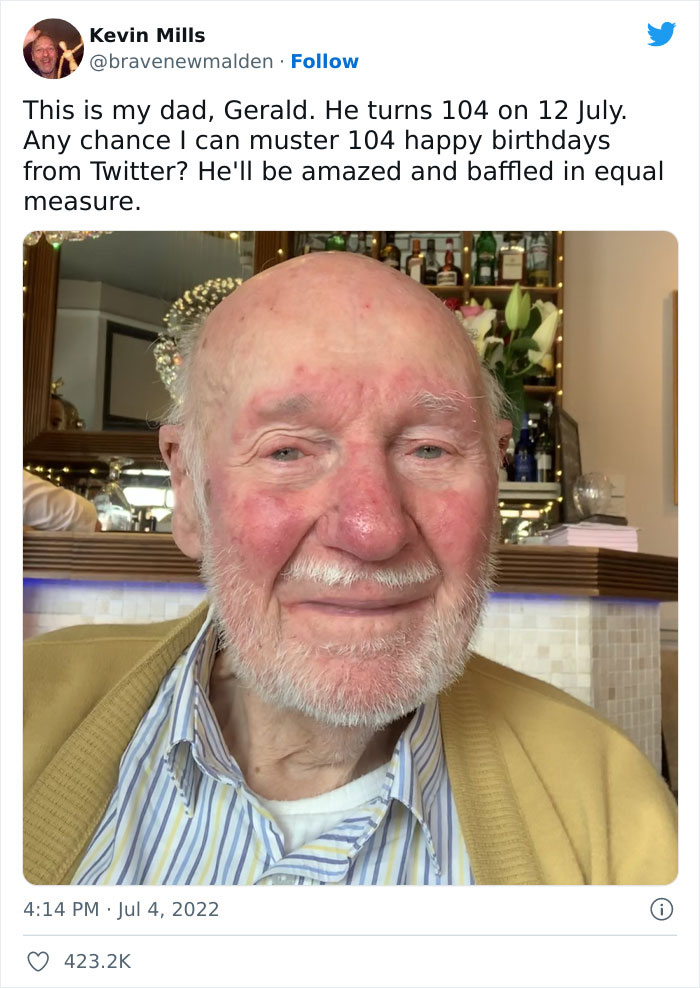 68K People Send ‘Happy Birthday’ Messages To Man Turning 104 After His Son Decided It’d Be A “Fun And Different” Gift - 1