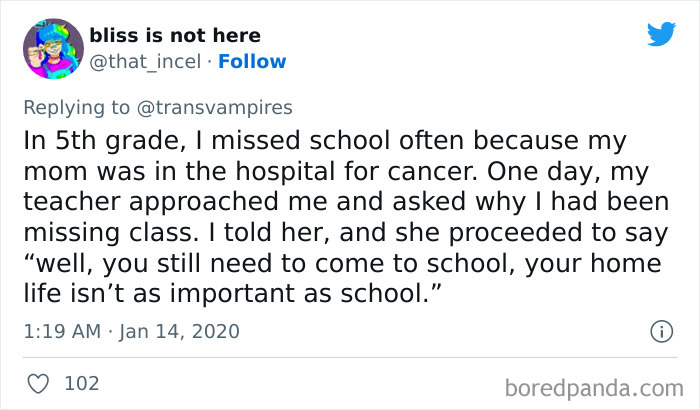 Student’s Mom Had Cancer, And When She Missed School, Teacher Told Her That School Is More Important Than Home
