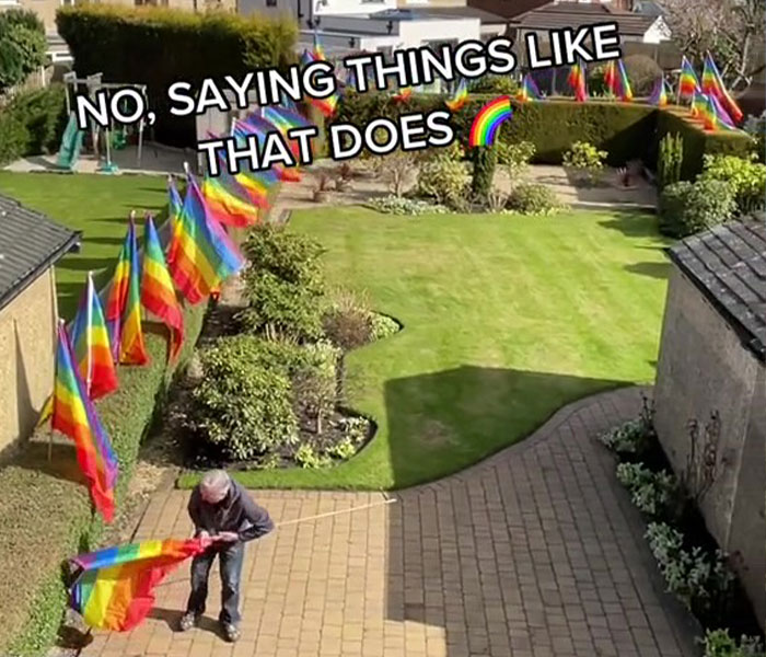 The Internet Cannot Get Enough Of This Dad Who Filled Yard With Pride Flags To Annoy Homophobic Neighbor