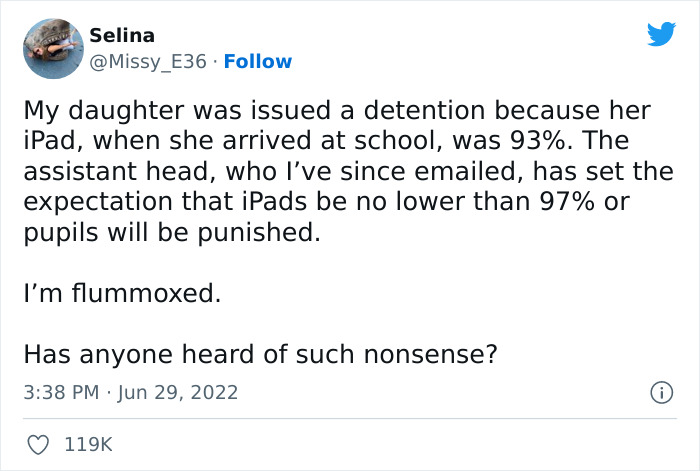 &ldquo;Has Anyone Heard Of Such Nonsense?&rdquo;: Mum Is Left Dumbstruck After Daughter Gets Detention Because Her iPad Was On 93% Battery