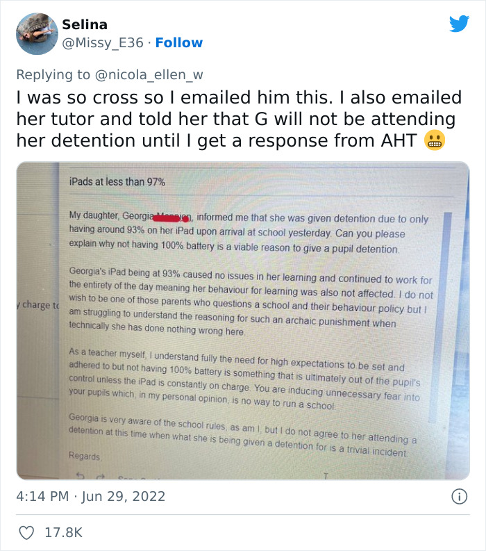 &ldquo;Has Anyone Heard Of Such Nonsense?&rdquo;: Mum Is Left Dumbstruck After Daughter Gets Detention Because Her iPad Was On 93% Battery