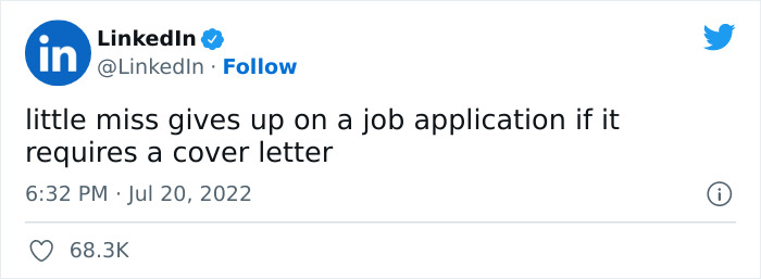 LinkedIn Dissed ‘Little Miss’ For Not Applying If There Is A Cover Letter Requirement And Twitter Users Respond - 2