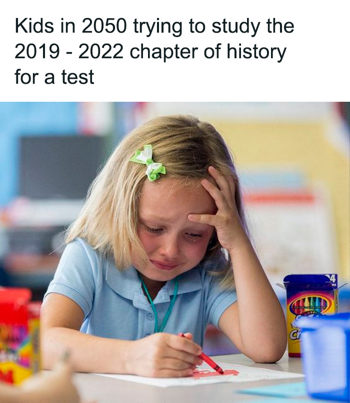 Child studying with crayons, looking frustrated; a relatable meme on the 'Sarcasm Only' Instagram account.