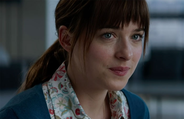 Close-up of a woman with blue eyes and brown hair, in a scene related to movies people couldn’t finish for being bad.
