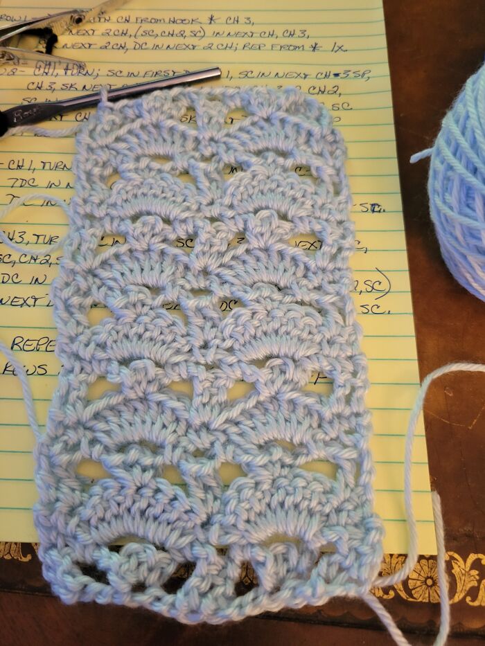 Working On A Mile-A-Minute Afghan While Teaching A Friend To Crochet