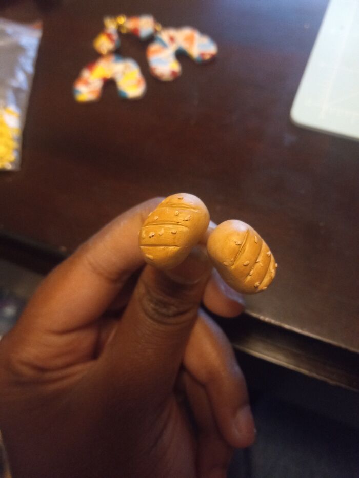 I've Recently Gotten Into Polymer Clay. I Made These Loaf Of Bread Earrings
