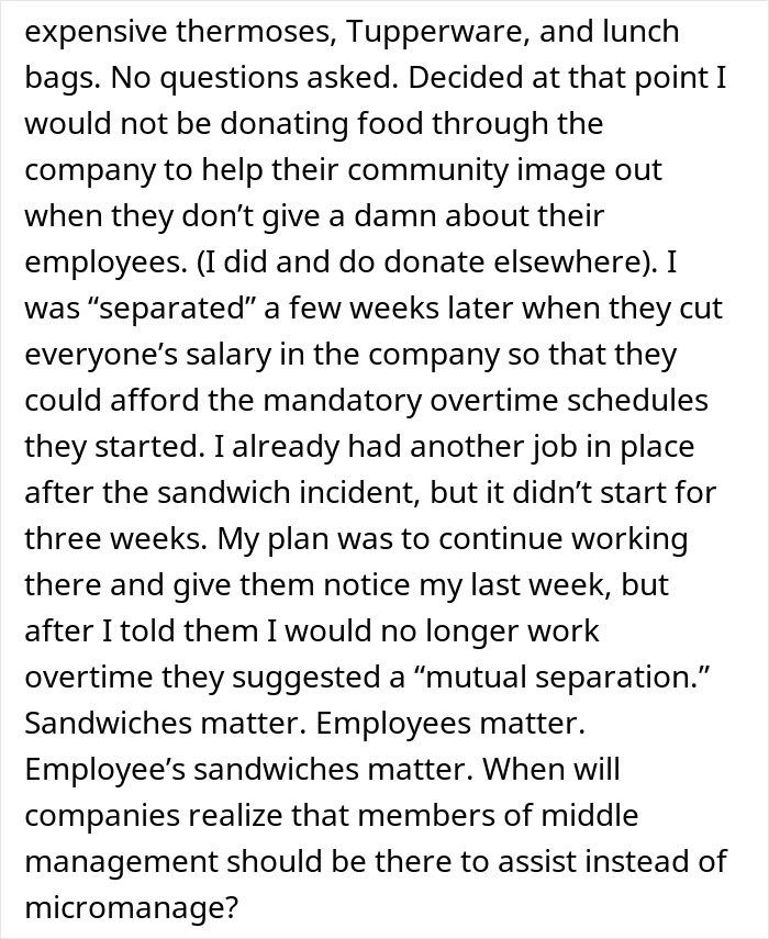 "I Just Quit My Job Of 3 Years Over A Sandwich. And I Don't Regret It": Woman Finally Quits After Being Tired, Overworked And Hungry