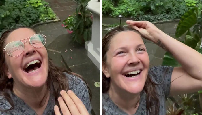 People Celebrate An Overjoyed Drew Barrymore Frolicking Around During Rainstorm - 1