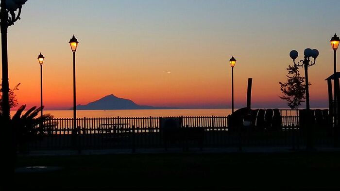 Looking Towards Athos Mountain, From Myrina, Limnos, Greece