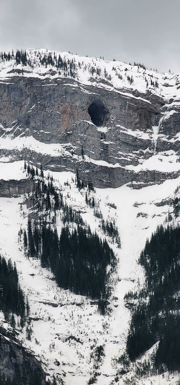 Large Hole In A Huge Mountain Near Fernie, Bc