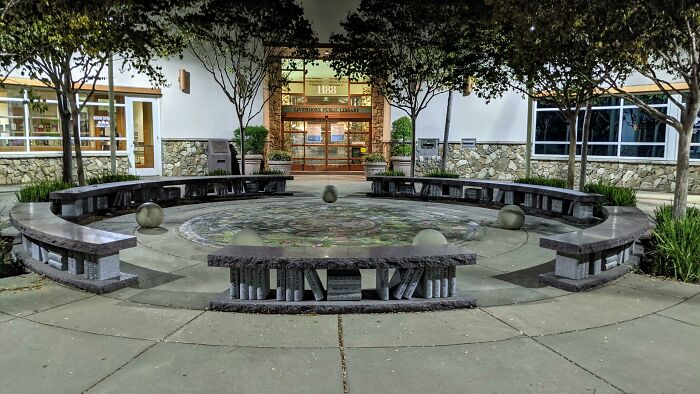 Our Local Library Has Books For Bench Legs And They're Titled As Famous Novels