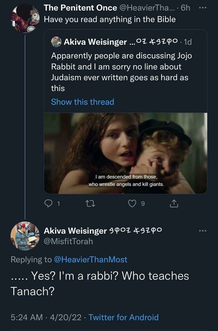 Random Twitter Account vs. Rabbi And Bible Teacher