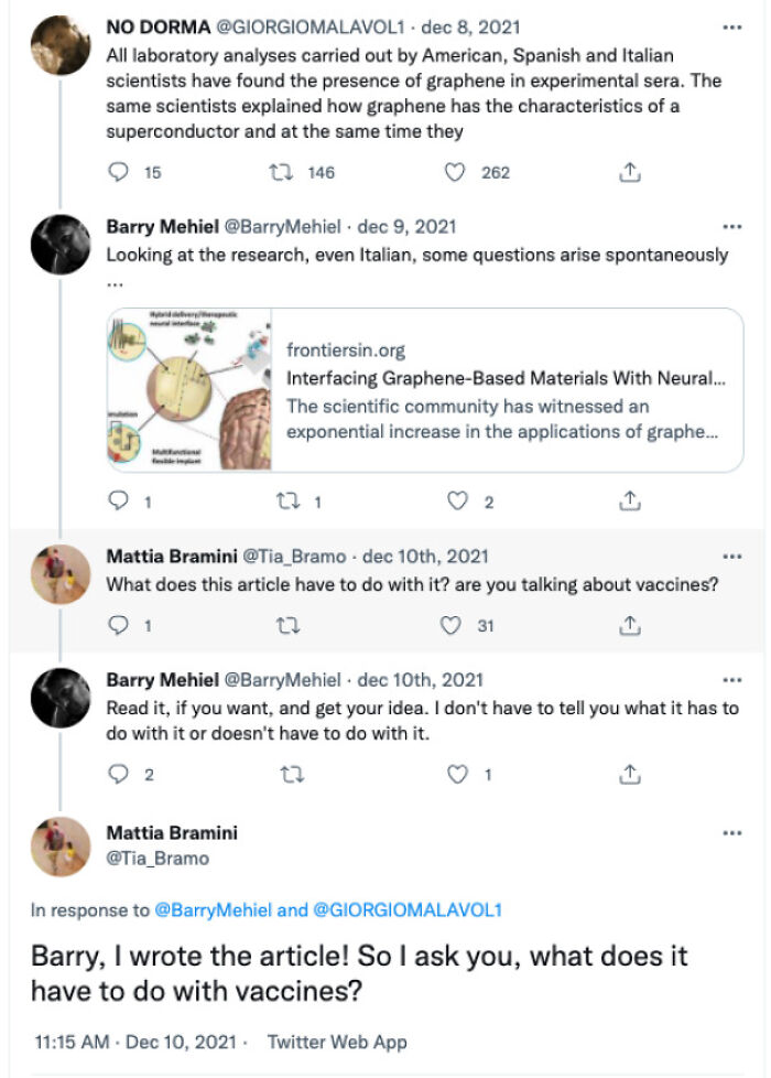 Italian Researcher Getting Sent His Own Article About Grafene By Antivaxxers :)