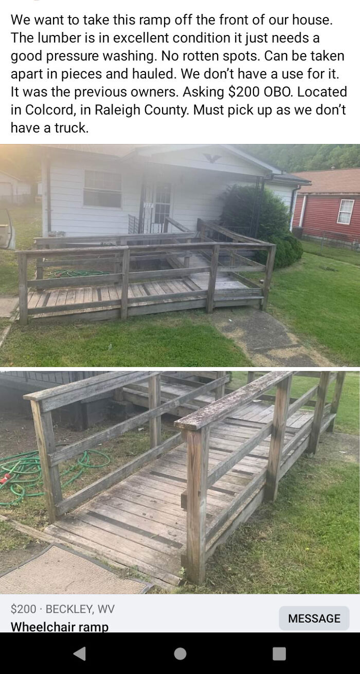 Lady Wants Paid $200 To Remove And Haul Off Ramp