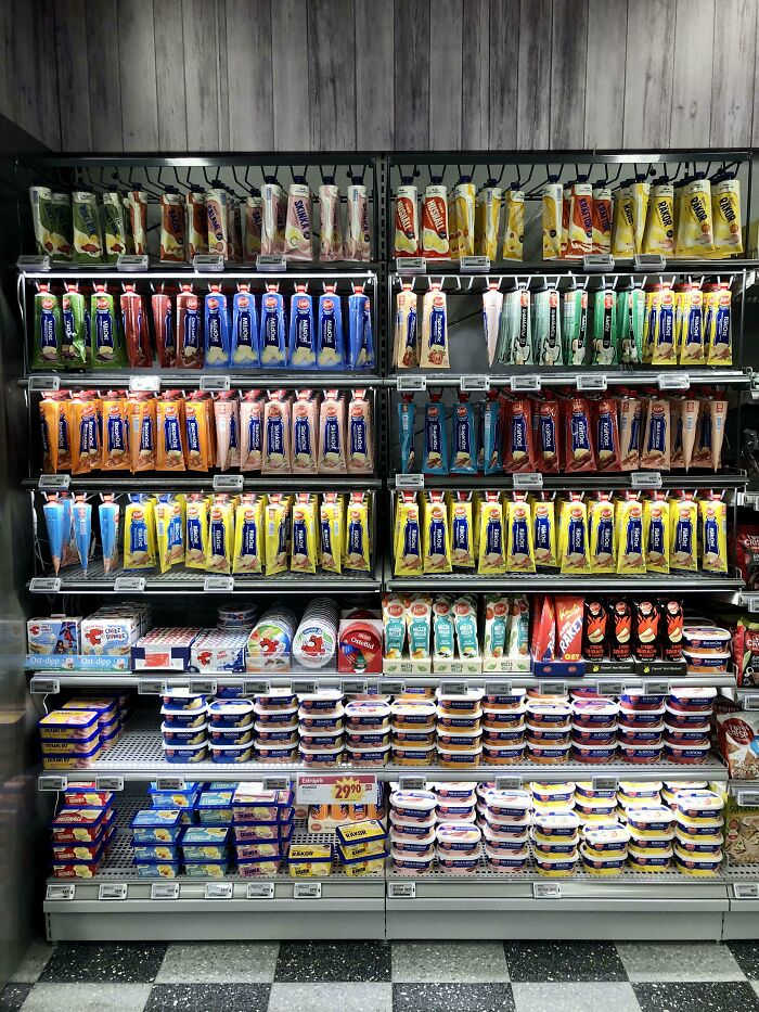 The Spreadable Cheese Selection At A Swedish Grocery Store