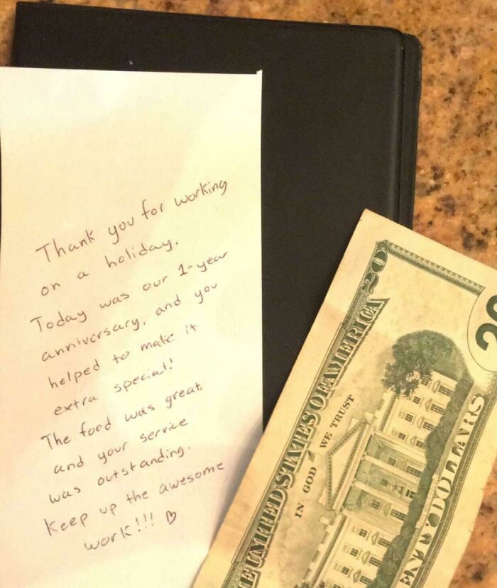 A Couple That I Served On The 4th Of July Left Me This Awesome Note On The Back Of Their Receipt. Totally Made My Day!!