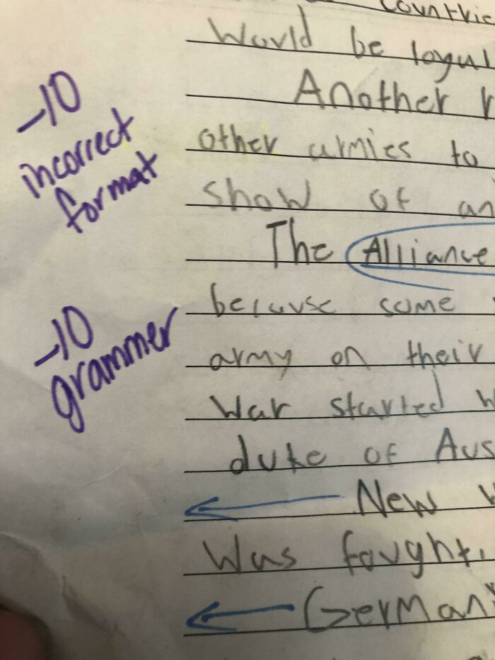 My Son’s Teacher Counted Off For Grammar. I Feel Like This Should Be Sent Back Tomorrow With A Reply. But What? 