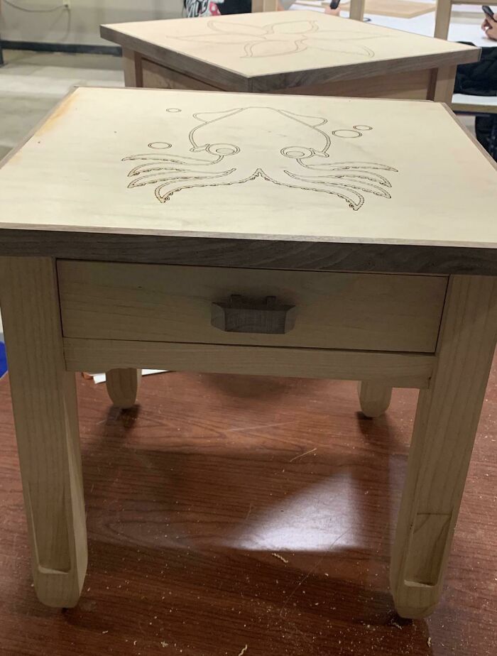 My 15 Year Old Is Almost Finished With This End Table. I’m So Proud Of Him