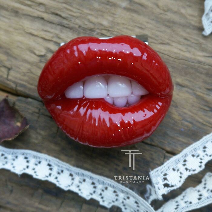 My Playful Red Brooch. Made Entirely Of Polymer Clay