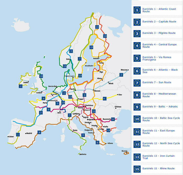 The Eurovelo Is A Net Of Cycleways With More Than 70000 Kilometres Of Extension Which Crosses The Whole European Continent