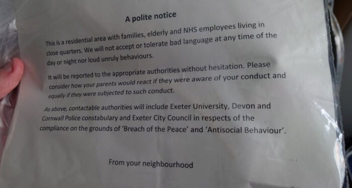 The Most Condescending Note I Have Ever Received. I Am A Man In His Thirties Living In A Mostly Student Area