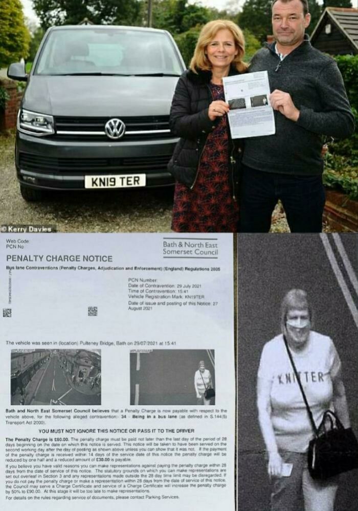 A Couple Got Fined £60 After A Woman With A Knitter Tshirt Walked In A Bus Lane, Triggering The Anpr Camera And Sending A Fine To The Couples Door