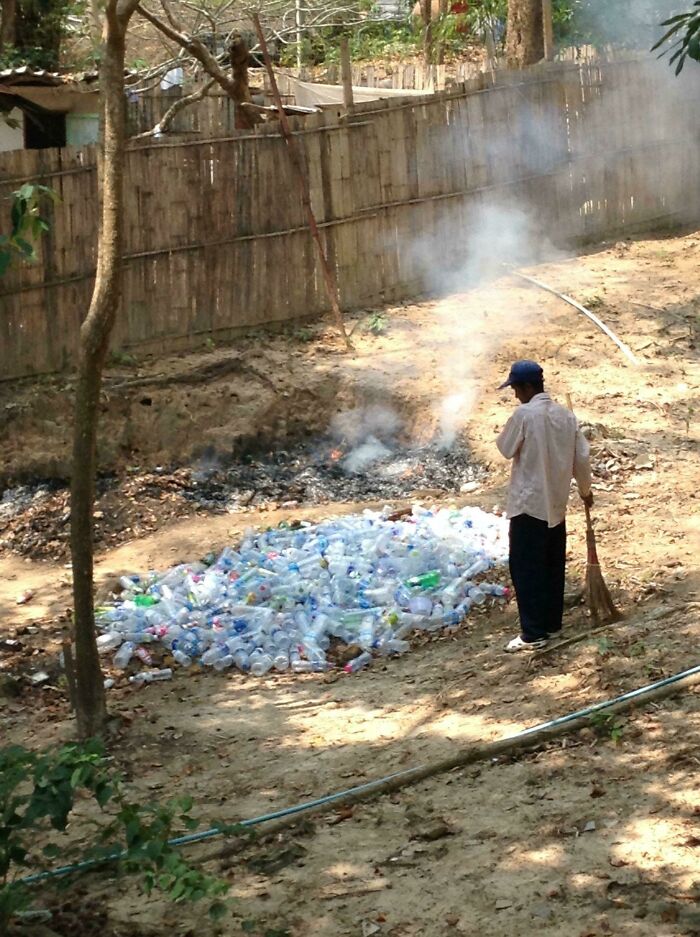 A Group Of Sacred Water Bottles Being Readied For An Ancient Burning Ceremony. Ko Samet, Thailand 