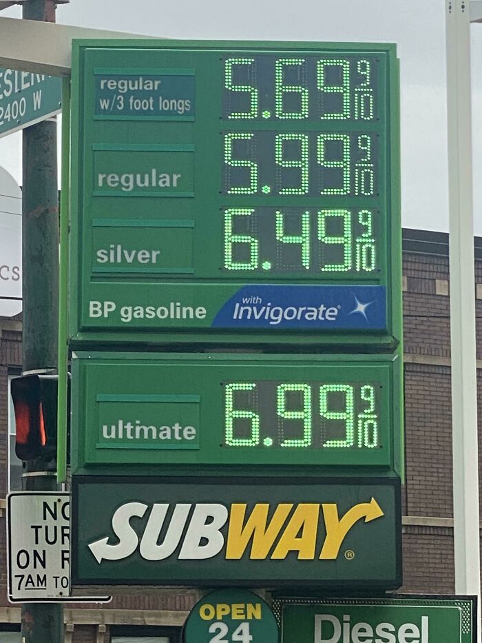 Gas Is Cheaper If You Buy Three Subway Foot Longs