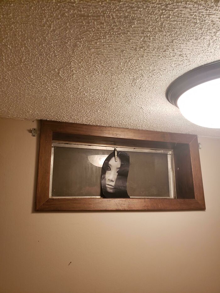 New House. Previous Owners Left This Behind Basement Bathroom Curtain