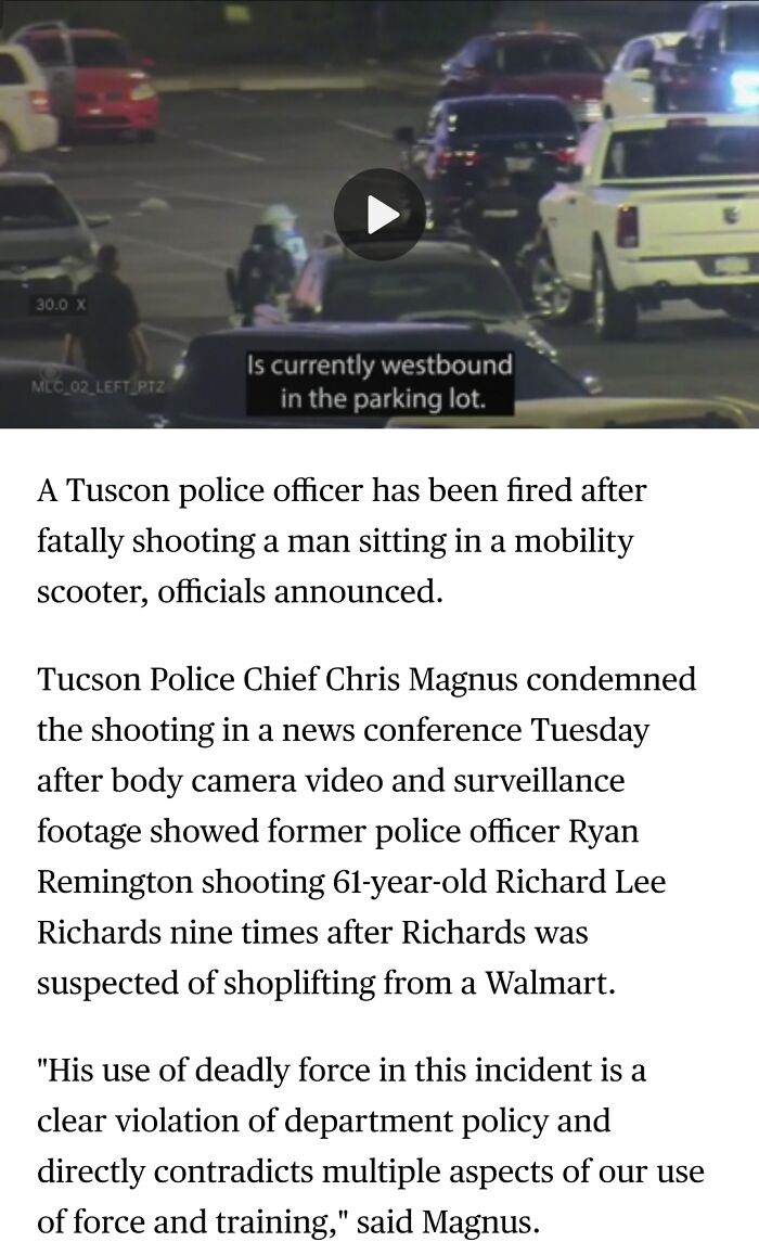 Tucson Police Officer Fired After Fatally Shooting A 61-Year-Old In A Mobility Scooter Nine Times