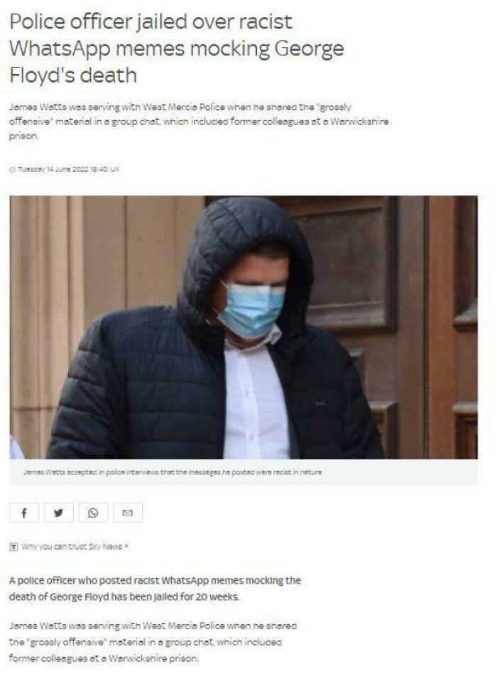 Police Officer Mocks George Floyd Loses His Job And Is Sentenced To Five Months In Prison