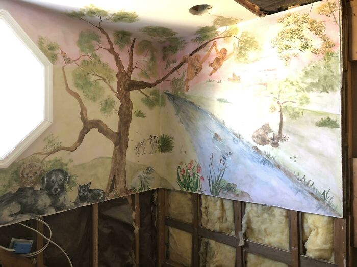 A Mural In A Kids Bathroom I’m Renovating From The 50’s