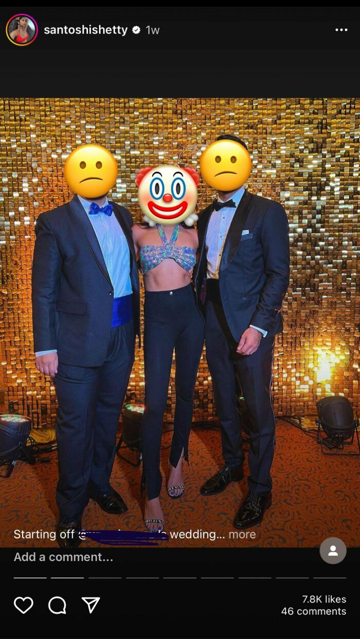 Influencer At A Black Tie Wedding Reception. Gotta Get Content For The Gram Right