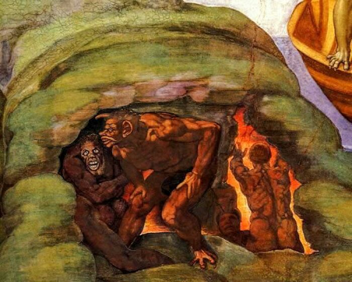 "Ehy, That's Too Hot! Let's Get Out Of There, Buddy!" Infernal Monstrosities, Particular Of The Last Judgement By Michelangelo Buonarroti (1536–1541) - St. Peter's Basilica In Rome