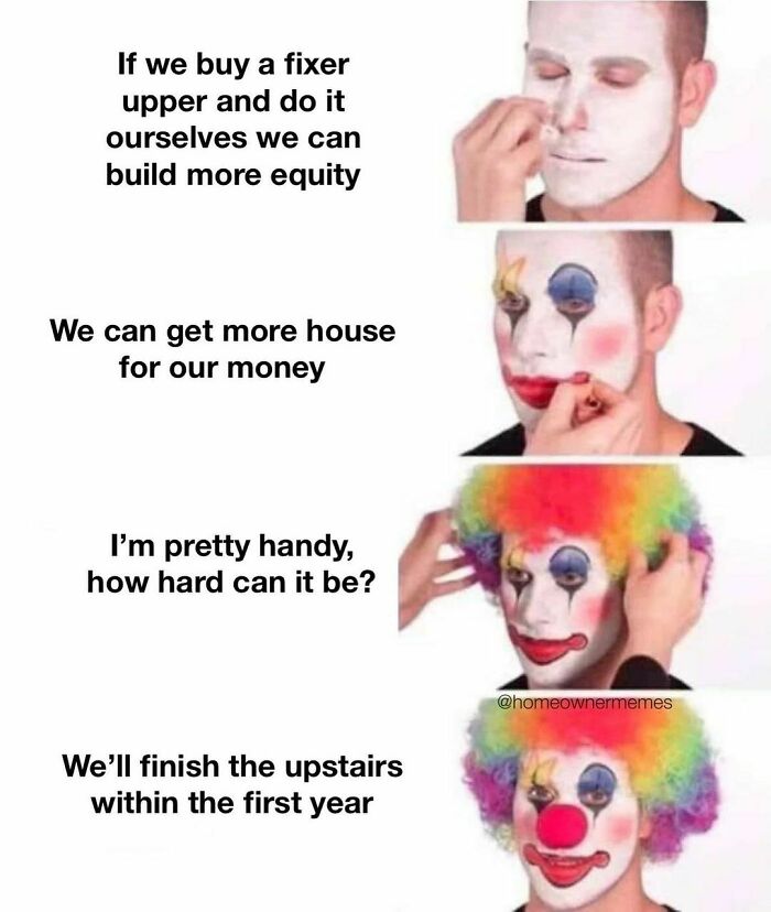 ‘Yeah This Laundry List Of Problems Is No Big Deal’ -The Greatest Lie I’ve Ever Told Myself. @homeownermemes
#homerenovation #hgtv
credit To @shandon_johnson